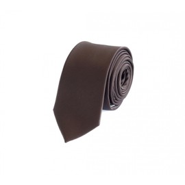 Fabio Farini - Plain-Coloured, Elegant Tie - Choice of Length: 6 cm or 8 cm - brown