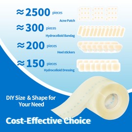 Jointown Upgraded Hydrocolloid Roll for Wound Care, with Easy Tear Adhesive Backing, Hydrocolloid Dressing Bandages for Burn, Blister, Acne Care, Waterproof, Cut-to-Size, 2in*16ft, 0.3mm Thickness