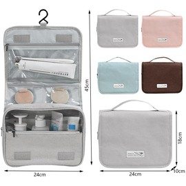 Tcdwla Toiletry Bag Men Women Hanging Toiletry Bag, 1 Piece Wash Bag with Hook, Large Capacity (24 x 18 x 9 cm), Foldable, Multiple Chambers, for Travel, Bathroom, sky blue, blue sky