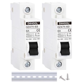 DIHOOL AC/DC Miniature Circuit Breakers,2 Pack,Single Pole 30 Amp,12V-400V,Non Polarized,Solar Disconnect Switch,DIN Rail Mount