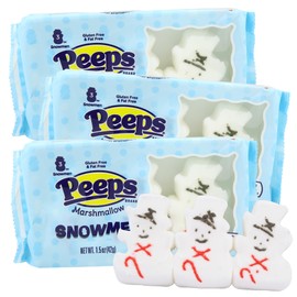 2024 Christmas Snowman Peeps Marshmallow Candy, Soft and Chewy Holiday Treats, Stocking Stuffer Gifts, 1.5 Ounces, 3 Count (Pack of 3)