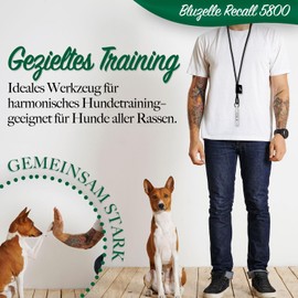 bluzelle Recall 5800 Profi Hundepfeife mit Band für Hundetraining, Pfeife aus BPA-freiem Kunststoff, Einstellbares Umhängeband aus Polyester, Genormte Frequenz 5800Hz, Hund Rückruf, Farbe:Weiß