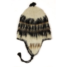 Tumia LAC Adult Alpaca Knitted Chullo Hat with Earflaps One Size Off-White