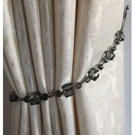 Alan Symonds Tiffany Acrylic Beaded String Curtain Tie Backs - Pair (Smoke)