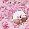 100 Pieces Lash Glue Rings, Heart Shape 2 in 1