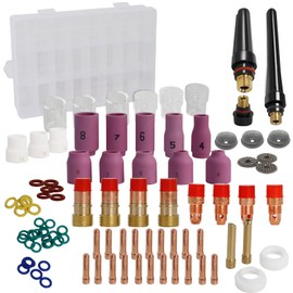 90PCS TIG Welding Torch Accessories Kit, Collets Body Alumina Nozzle Stubby Gas Lens #10#12 Glass Cup, TIG Consumables Kit for WP-17/18/26 TIG Welding Torch by MCCKLE