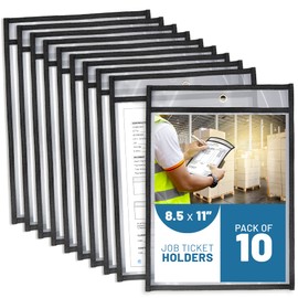 10 Pack Job Ticket Holders 8.5x11 - Work Order Plastic Sleeves for Documents - 8 1/2 x 11 Shop Ticket Holders - Dry Erase Pocket Sleeves - Dry Erase Pockets - Dry Erase Sleeve - Clear Pocket Sleeve