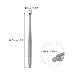 uxcell Contact Point for Dial Test Indicator, 2mm Diameter Carbide Ball Tip M1.8x0.35 Thread 1.75" Length
