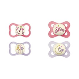 MAM Air Night Pacifiers (1 Case), Sensitive Skin Pacifier 6+ Months, Glow in The Dark, Best for Breastfed Babies, Baby Girl Pacifiers, 6-16 (2 Pack) Bundle
