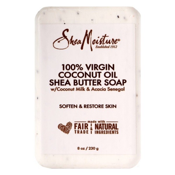 Shea Moisture Soap 8 Ounce Bar 100% Virgin Coconut Oil & Shea (236ml) (2 Pack)