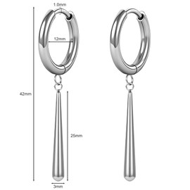 G23 Implant Grade Titanium Hoop Earrings for Sensitive Ears, Hypoallergenic Small Huggie Hoops 8mm 10mm 12mm, Hinged Sleeper Cartilage Earrings Flatback Stud for Women Men (Silver/Black/Gold)