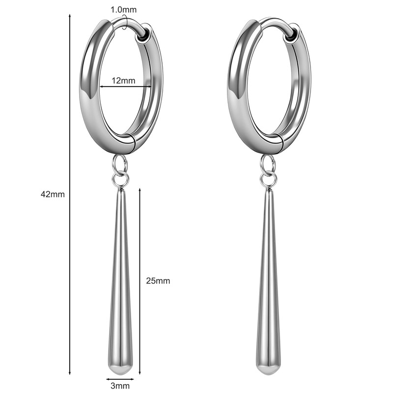 G23 Implant Grade Titanium Hoop Earrings for Sensitive Ears, Hypoallergenic