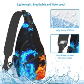 MEDTOGS Sling Bag Flame Dragon Sling Backpack Crossbody Bag water resistant Shoulder Chest Bags for men women Travel Hiking Gym anti theft