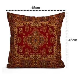 Tomda Rug Cushion Cover Vintage Retro Boho Pillow Case Bohemian Ornament Farmhouse Pillow Cover Cotton Linen Decorative Square Throw Pillow Cover 18x18 Inch for Sofa Couch Decoration 45x45cm