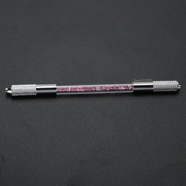 BeautyU&Me 1pc Double Crystal Acrylic Manual Tattoo Pen Permanent Microblading Eyebrow Tools (pink)