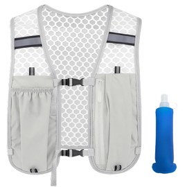 MUNSKT Laufweste mit Trinkflasche, Running Vest, Laufrucksack mit 250ml Soft Flask Reflektierende Sicherheitsausrüstung für Männer Damen, für Trailrunning, Radfahren, Wandern und Klettern