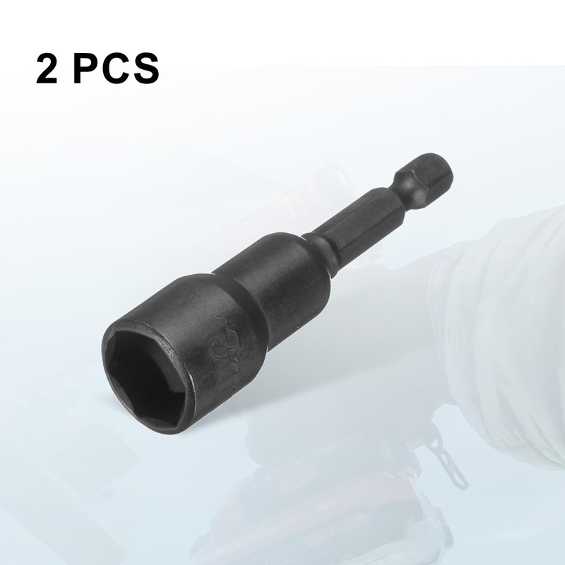 sourcing map 2pcs Magnetic Nut Driver 13mm Hex Drive Socket