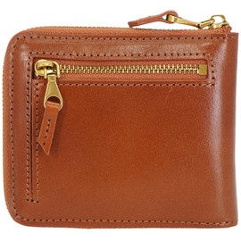 BlissLeather Wallet, Round Zipper, Genuine Leather, Vegetable Tanned, Braun