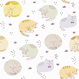 EPPKILY Multicolored Cat Wallpaper Peel and Stick Cartoon Animal Wallpaper Fun Cute Kitten Self Adhesive Removable Contact Paper Cat Wall Stickers for Nursery Kids Room Walls Drawer Liner 17.5"x102"