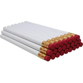 RevMark Jumbo Round Pencil 24-Pack with Black Lead, USA Made. Quality Cedar Wood for Carpenters, Construction Workers, Woodworkers, Framers, DIY, Students, Teachers (White)