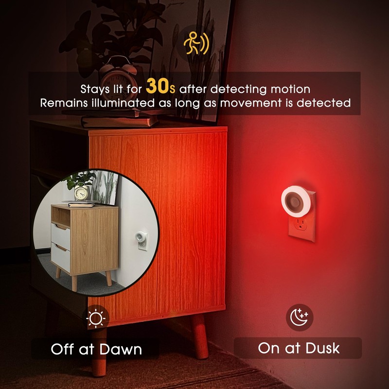 Briignite Motion Sensor Night Light Red, [2 Pack] Night Lights