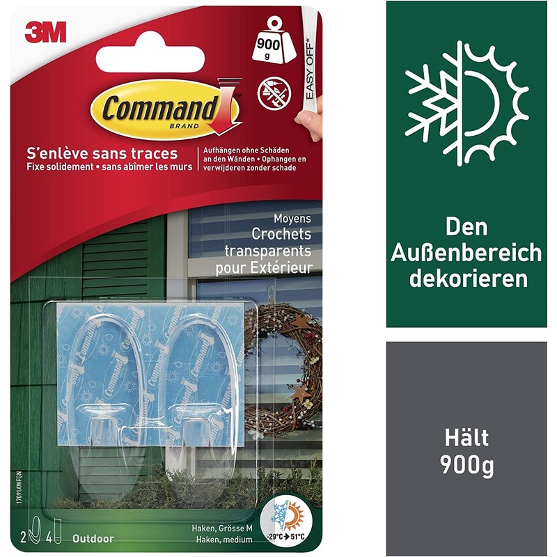 Command Transparent Medium Command Hooks M (Set of 2) for