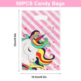 50 Pcs Unicorn Party Bags, Pink Unicorn Gift Bags, Unicorn Birthday Party Bags, Gift Wrap Bags, Party Fillers Bags, Small Goodie Bags for Party Supplies Party Decorations, 10x6.3 Inch