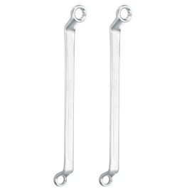 HARFINGTON 2pcs Offset Extra Long Box End Wrench 8 x 9 mm Metric 12 Point 75 Degree Offset Double End Box Ratcheting Wrench CR-V Polished Long Spanner Tools