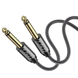 J&D 6.35mm Guitar Instrument Cable, Gold Plated Copper Shell Heavy Duty 6.35mm 1/4 inch TS Mono Audio Cable with Zinc Alloy Housing and Nylon Braid for Guitar, Multi Effects, Amplifiers, 3 Feet