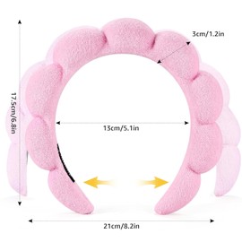 Sponge Spa Headband for Women, EYLEER Cute Makeup Headband and Wristband Set for Face Washing, Skincare, Shower, Makeup Removal Hair Accessories Gift for Girls Ladies Women (Pink)