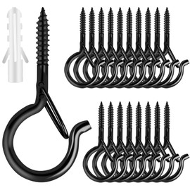 Q Hangers 25 PCS Screw-in Hooks for Outdoor String Lights, Swivel Hanging Basket Patio Light Hooks with Safe Buckle Screw in Planter Eye Hook for Wall Ceiling