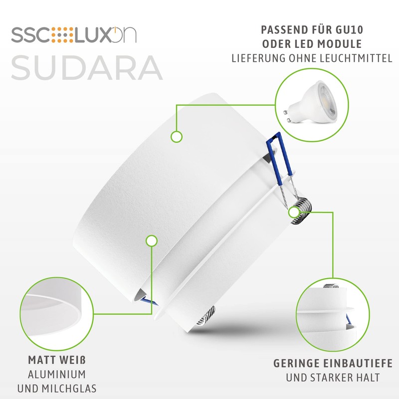 SSC-LUXon Sudara Recessed Ceiling Spotlight with Indirect Light for LED