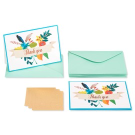 Papyrus Thank You Cards with Envelopes, Floral Banner (12-Count)