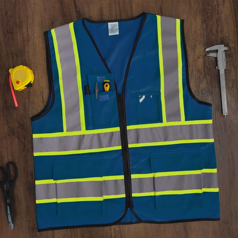 LIZMOF Blue Construction Vest for Men Women, Hi Vis Safety