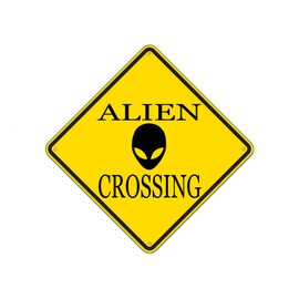 Rogue River Tactical Funny Metal Warning UFO Crossing XING Tin Sign Wall Décor Man Cave Bar Alien