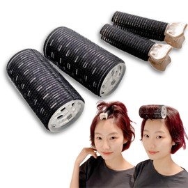 nervousrhinos Bangs Clip, Beige Black, 2 Pieces, Extra Large Magic Curler, Set of 4, Korean Dakar, Men's Bangs Curler, Hair Curler, Thin, Black, Hand Winding Curler, Curler, Curler, Curler, Curler,