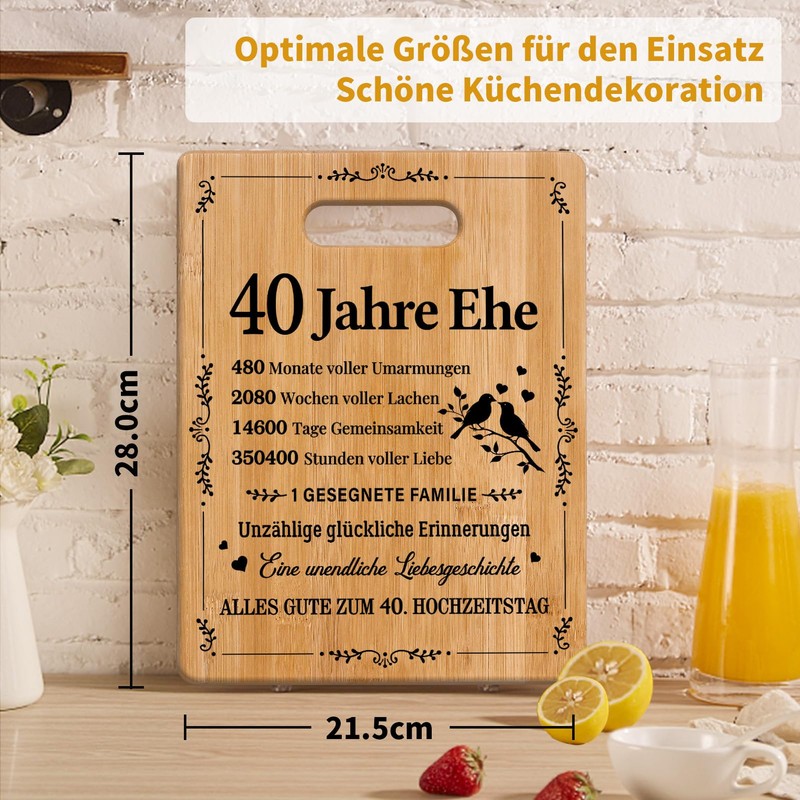 Joyvado Ruby Wedding Gifts, Romantic 40th Wedding Anniversary Gift, Bamboo