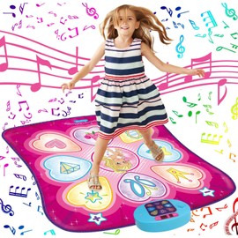 SUNLIN Dance Mat - Rhythm Step Play Mat - Dance Game Toy Pad with LED Lights, Gift for Kids Girls 3-12, Adjustable Volume, Built-in Music, 3 Challenge Levels