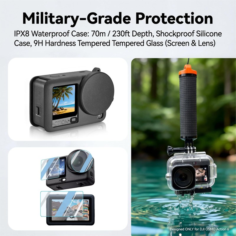 Accessories Kit for DJI OSMO Action 6, Large Carrying Case,