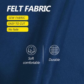 Navy Blue Felt Fabric - 1.6mm Thickness 36" X 18" Square Flexible Craft Felt by The Yard Soft Durable Felt Sheets for DIY Sewing Cushion Art Craft Project Supplies