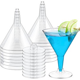 Dorclife 20Pcs Plastic Martini Cocktail Glasses 180Ml Plastic Cocktail Glasses Reusable Martini Glasses Margarita Glass for Champagne Mocktail Desserts Parties Wedding Birthdays (Transparent)