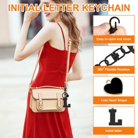 Initial Letter Keychain Gifts for Women Wife Girlfriend Daughter Letter A-Z Keyring Heart Initial Keychain Graduation Birthday Gift Alphabet Initials Keyring for Purse Backpacks Handbags (Letter L)