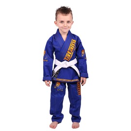 Tatami Fightwear Meerkatsu Kids Animal Jiu Jitsu Gi, 425GSM Jacket, Twill BJJ Pants, and White Belt, Royal Blue, M000