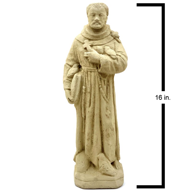 Vintage Saint Francis Statue: Solid Durable Stone with Distressed Texture.
