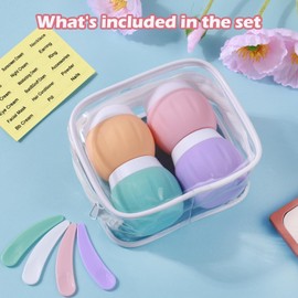 Travel Containers for Toiletries, GLAMFIELDS TSA Approved 1.7oz 50ml Travel Size Silicone Cream Jars BPA Free, Leak-proof Travel Essentials with Lid for Cosmetic Face Hand Body Cream Macaron (4 Pack)