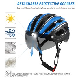Lixada Cycling Helmet Goggles,3pcs Detachable Magnetic Visor for Bike Helmet UV Guard for Men Women