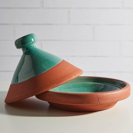 Verve CULTURE Moroccan Tagine Pot, Traditional Ceramic Cooking Pot, Custom Style Tangine, Traditional Design, 7" tall / 10" diameter