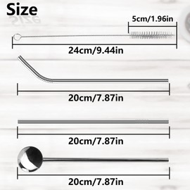 EKIND Stainless Steel Reusable Straight Drinking Straws and Cleaning Brush Set (Set of 4)