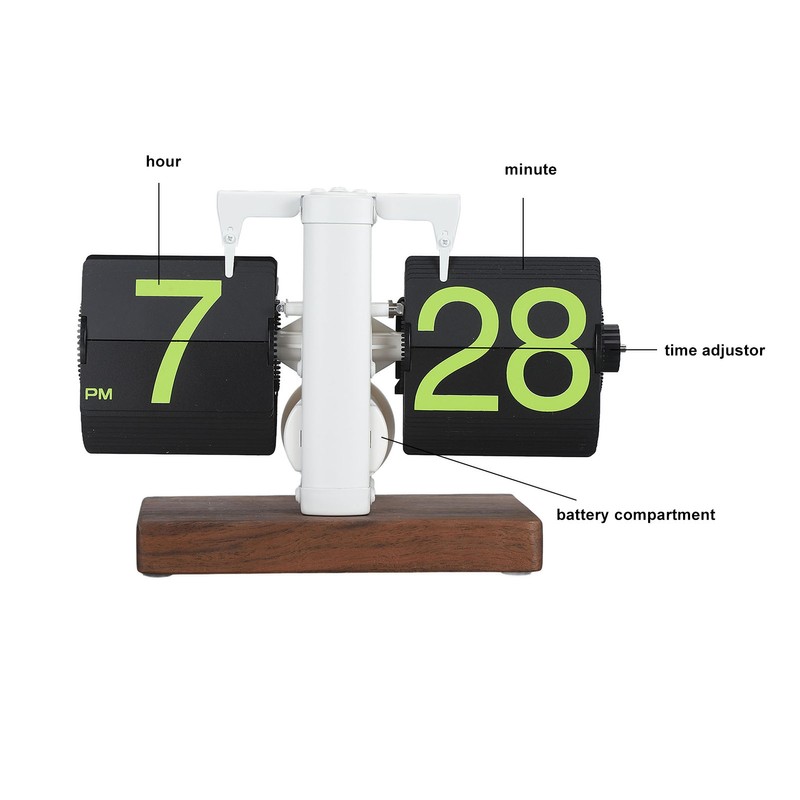 Digital Flip Clock 12h Single Sided Large Numbers Automatic Retro