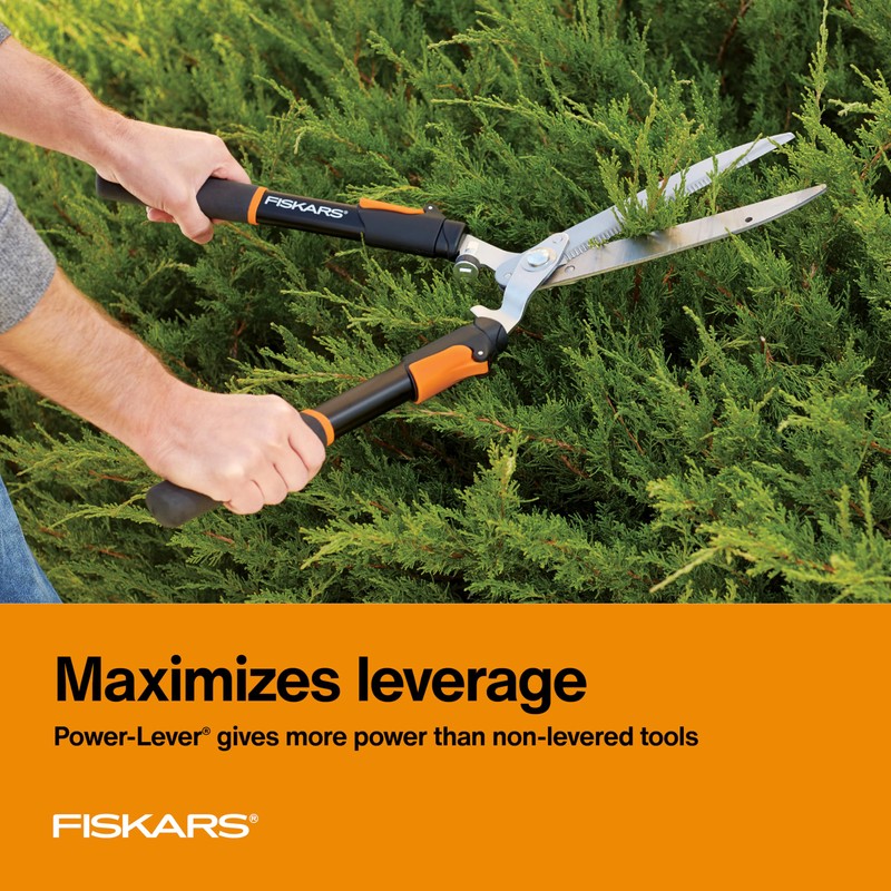 Fiskars Power-Lever Hedge Shears - 25"-33" Extendable Handle - Plant